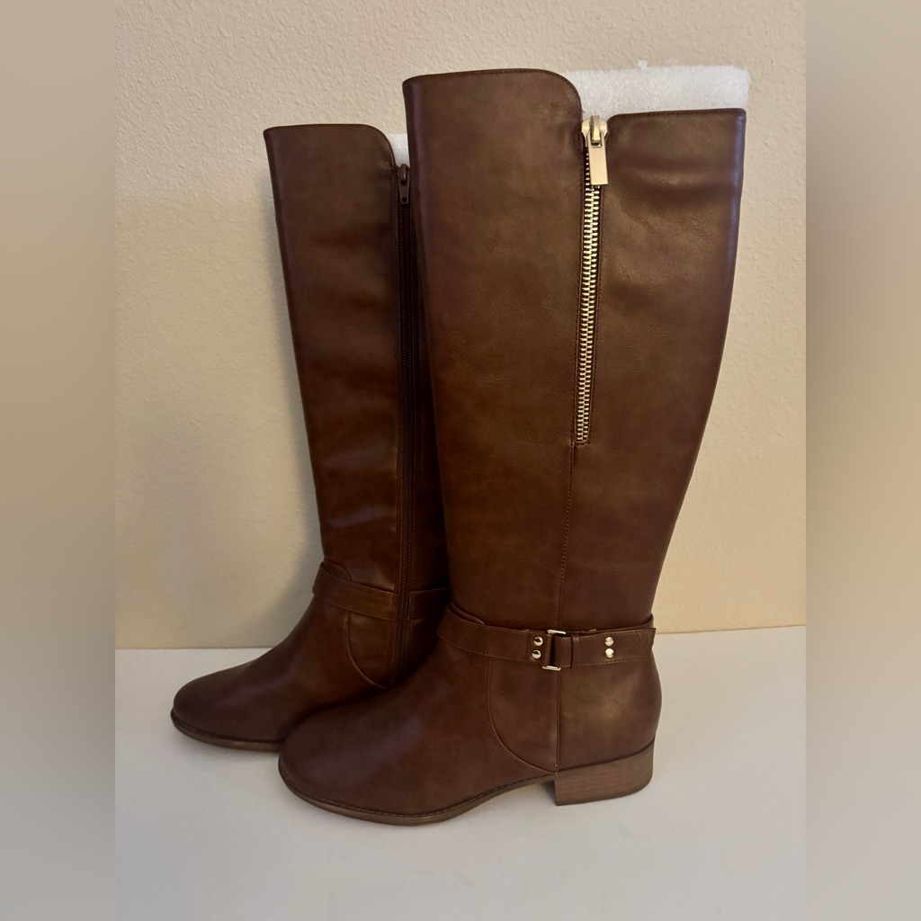 Nib Material Girl Winnnie Brown Knee-High Women's Riding Boots, Size 9.5